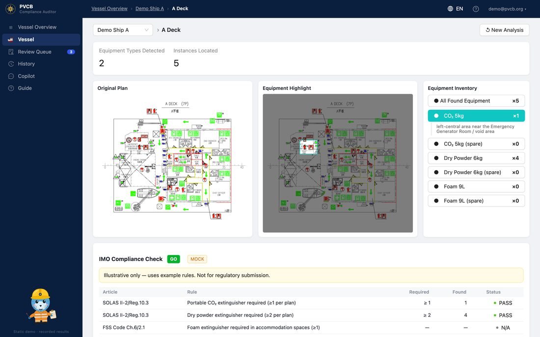 Ship Plan Compliance Auditor: screenshot of the demonstration